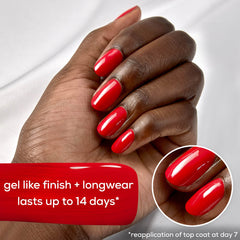 essie gel couture swatch with two coats reveals full coverage and gel-like gloss