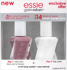 essie Gel Couture top coat brush applying ultra-glossy finish.