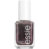 essie Nail Polish Black Shimmer bottle shows a glittery finish for chic home manicures.