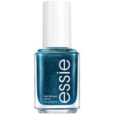 Essie Never Too Bold bottle front shows vibrant blue shade for bold fall nails.