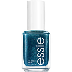 Essie Never Too Bold bottle front shows vibrant blue shade for bold fall nails.