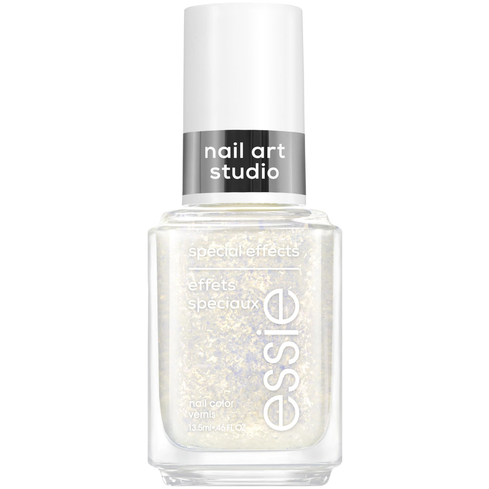essie separated-starlight gold flaky-pearl swatch showing festive shimmer