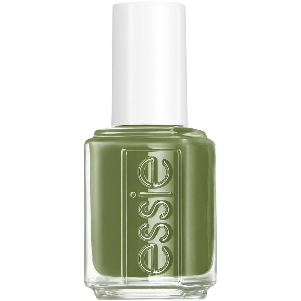 essie win me over bottle shot shows muted khaki-green cream finish for glossy nails