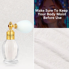 Etercycle Glitter Spray on skin highlights breathable, skin-safe sparkle for natural-looking glow.