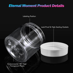 Eternal Moment PET plastic jar highlights durable BPA-free material for safe storage.