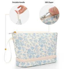 Ethereal small makeup bag SBS zipper ensures durable, smooth opening and closing.