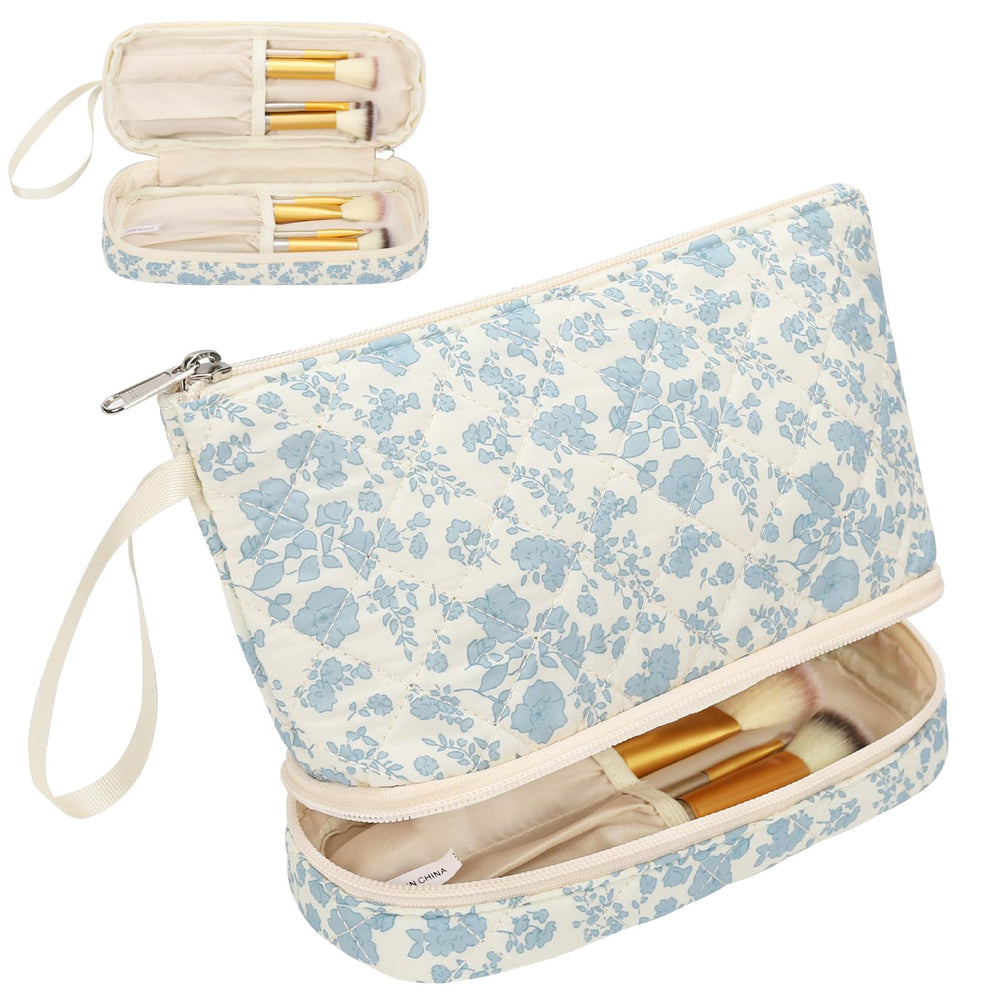 Ethereal small makeup bag top layer keeps lipstick and shadows neatly accessible.
