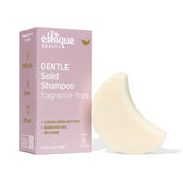 Ethique Gentle Unscented Shampoo Bar front view highlights cocoa butter for soft, manageable hair