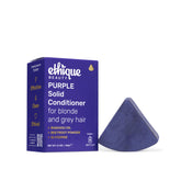 Ethique Purple Conditioner Bar packaging highlights plastic-free design for eco-friendly routines.