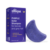 Ethique purple shampoo bar packaging shows plastic-free design for eco-friendly hair care.