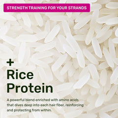 Ethique Repairing Conditioner Bar rice protein detail emphasizes stronger hair structure.