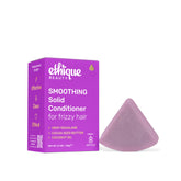 Ethique Smoothing Conditioner Bar bottle demonstrates frizz-taming performance for smoother, easier styling