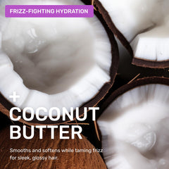 Ethique Smoothing Shampoo Bar coconut butter close-up highlights nourishing ingredients for smoother hair.