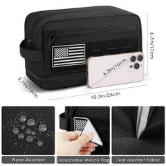 ETRONIK tactical toiletry bag main compartment with mesh pockets for easy visibility.