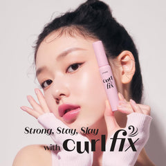 ETUDE Curl Fix Mascara square brush demonstrates clump-free curling and natural volume