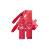 ETUDE Dear Darling Marker Tint Raspberry Pop application swatch on lips showing vibrant color