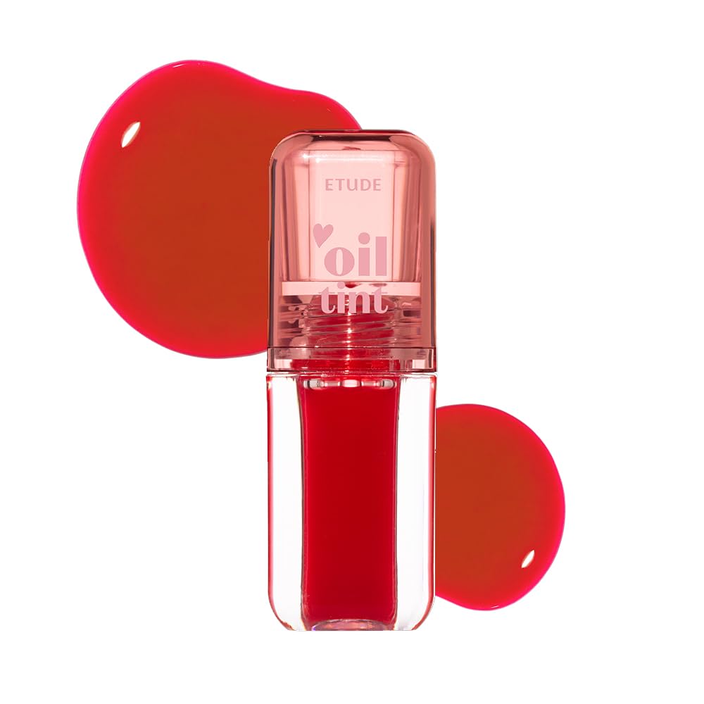 ETUDE Dear Darling Oil Tint #4 Sweet Apple bottle closeup with glossy hydration