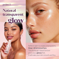 ETUDE Nymph Aura Volumer application swatch highlighting dewy finish and smooth texture.