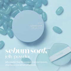 ETUDE SebumSoak Jelly Pressed Powder texture close-up reveals a light, jelly-like formula.
