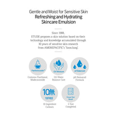 ETUDE SoonJung 10-Free Moist Emulsion being integrated into a skincare routine setup for balanced skin
