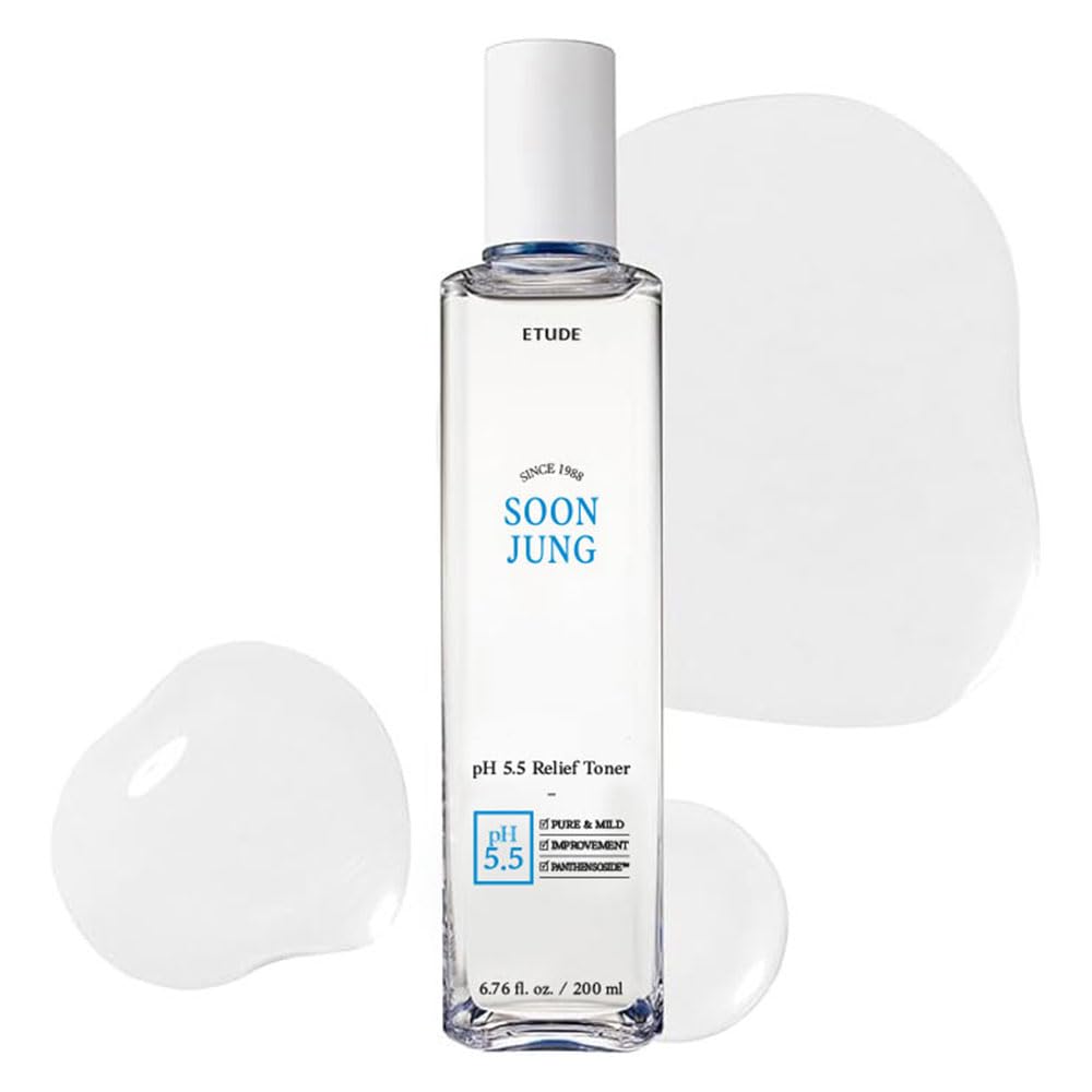 ETUDE SoonJung toner bottle on a white background, ideal for sensitive skin hydration.