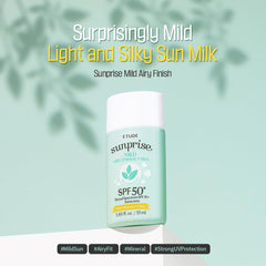 ETUDE Sunprise SPF50+ PA++++ sunscreen close-up highlighting broad protection for outdoor days.