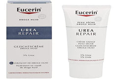 Eucerin 5% Urea smoothing face cream tube close-up showing rich hydration for dry skin