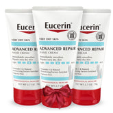 Eucerin Advanced Repair Hand Cream tube close-up highlighting fragrance-free hydration