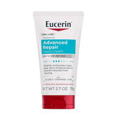 Eucerin Advanced Repair Hand Cream unscented tube with seal provides fast absorbing hydration for dry hands