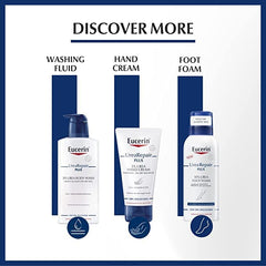 Eucerin Dry Skin Intensive 10% Urea Lotion label close-up shows fragrance-free formula for sensitive skin