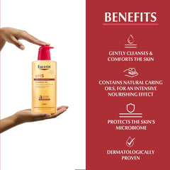 Eucerin pH5 Shower Oil on soft skin after use leaves a moisturized feel.