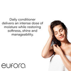 Eufora Nourishing Conditioner cream texture shown for rich lasting moisture.