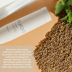 Eufora Volumizing Nourishing Shampoo on hair showing thickening action and body support.