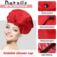 Eurzom XL shower cap blue braids shows roomy fit for thick long hair