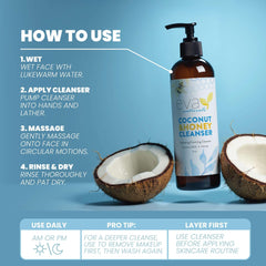 Eva Naturals Coconut and Honey Foaming Face Wash ingredients honey and aloe hint at hydrating care