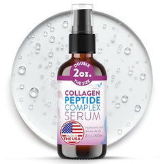 Eva Naturals collagen peptide serum bottle shows premium anti aging hydration for daily use.