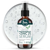 Eva Naturals Niacinamide 12% + Zinc Serum bottle for clear pores and balanced skin