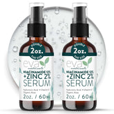 Eva Naturals Niacinamide 12% + Zinc Serum bottle pour demonstrates oil balance for a refined complexion