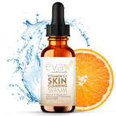 Eva Naturals Vitamin C Serum bottle pump for quick oil-control skin clarity.