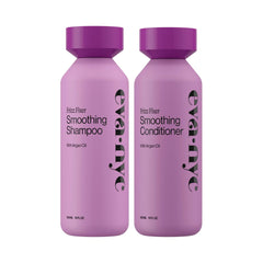 Eva NYC anti-frizz shampoo bottle closeup showing frizz control