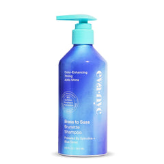 Eva NYC Brass to Sass Brunette Shampoo bottle with blue formula neutralizing brass tones