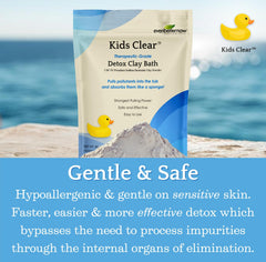 Evenbetternow Kids Clear Detox Clay Bath in tub with child enjoying a gentle soak for mild cleansing.
