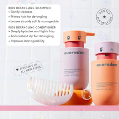 Evereden detangler brush closeup with soft bristles for painless detangling.