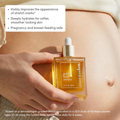Evereden Golden Belly Serum pump demonstrates easy, mess-free application for daily belly care.