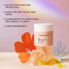 Evereden Kids Face Cream melon-juice-label-closeup highlights clean, non-toxic ingredients for peace of mind.