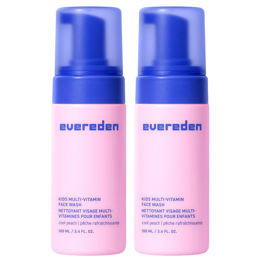 Evereden Kids Face Wash bottle with cool peach for gentle daily cleansing.