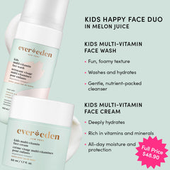 Evereden Kids Happy Face Duo Melon Juice face cream tube provides everyday moisture for delicate skin.
