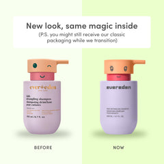 Evereden Kids Shampoo bottle highlights argan oil and shea butter for nourishment.
