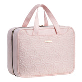 Everfun hanging travel toiletry bag front pocket provides quick makeup access.