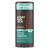 Every Man Jack all-over deodorant coastal-surf bottle shows aluminum-free odor protection for all-day freshness